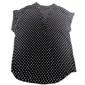 Cynthia Steffe Women's Black & White Polka Dot Cap Sleeve Blouse – Size S